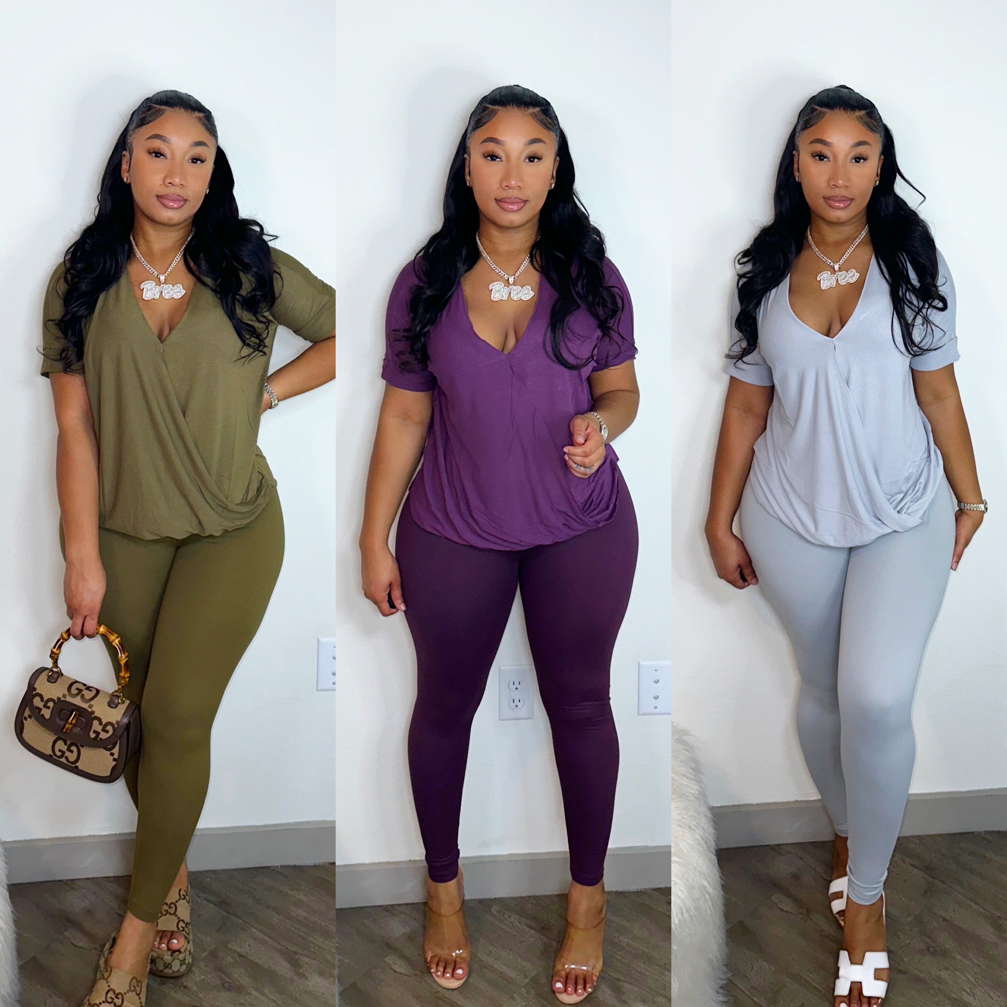 Draped Down Leggings Set