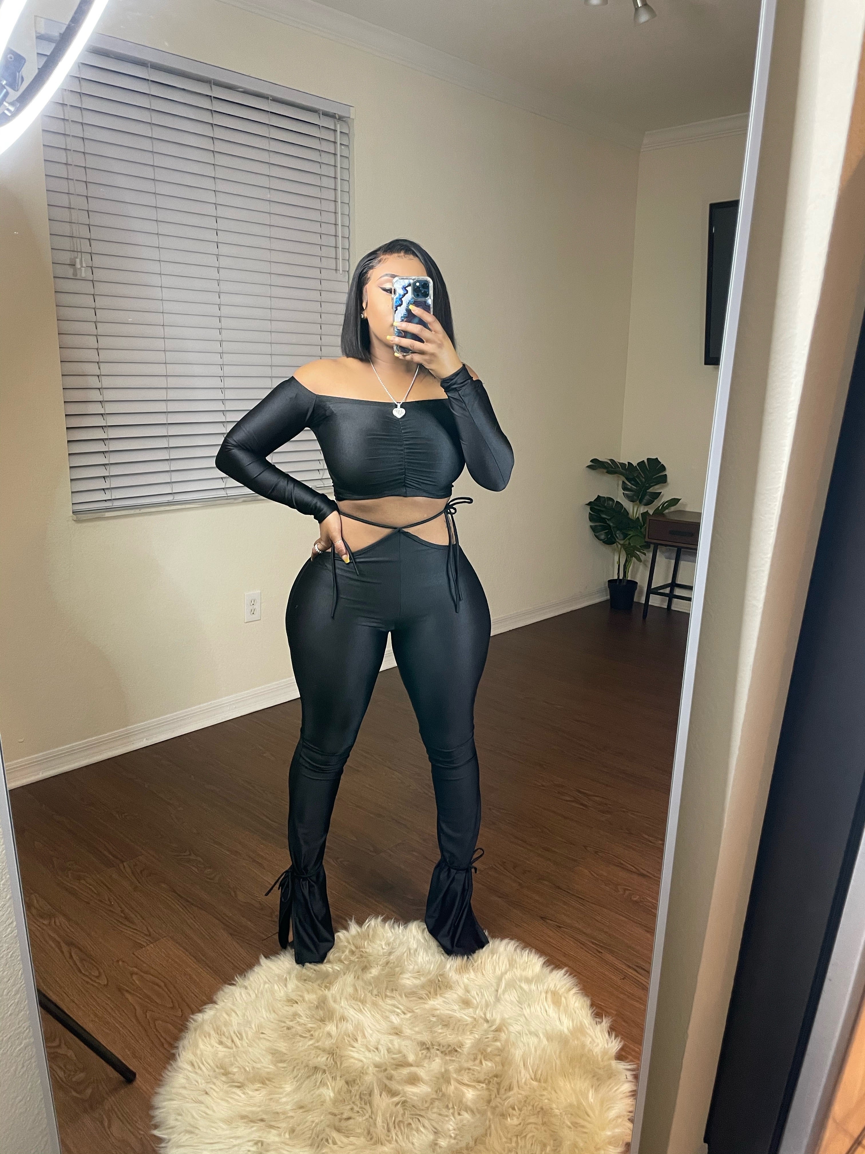 Black Tie-up Two-Piece Set | chinoscloset | Shop Online Latest Clothes & Fashion